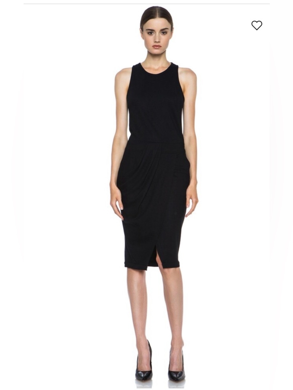 Helmut Lang Sonar Wool Drape Dress Black Medium 90’s Carolyn Bessette